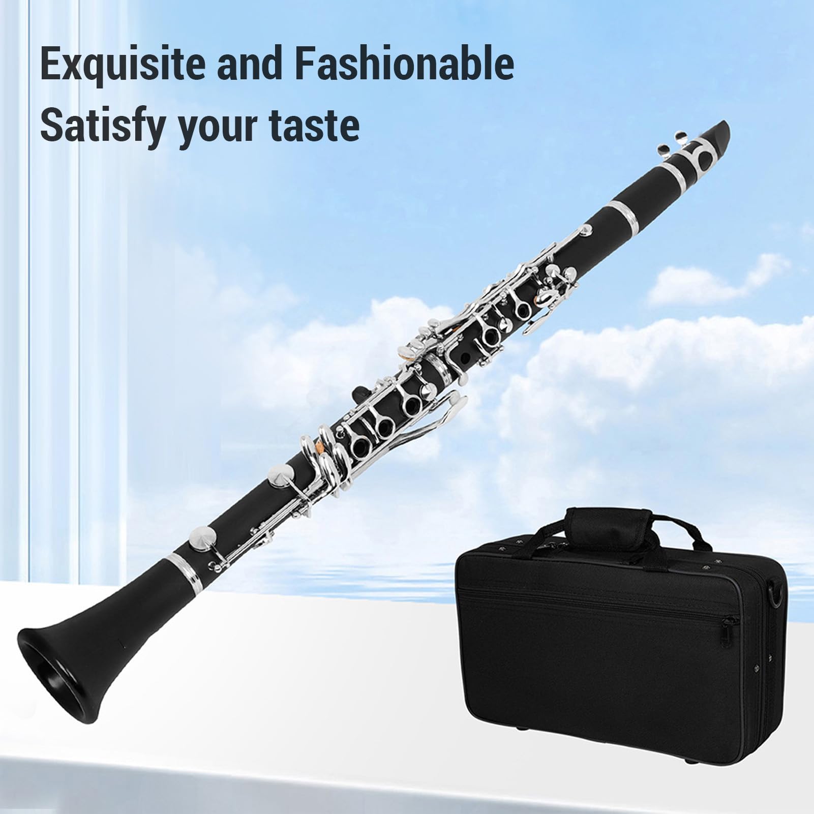 Eujgoov 17 Key B Flat Clarinet Engineering Plastic Delicado Elegante Accesorio Completo Conjuntos de Música Clásica Bandas de Desfile de Jazz Buena Opción para Cualquier Músico Fácil de