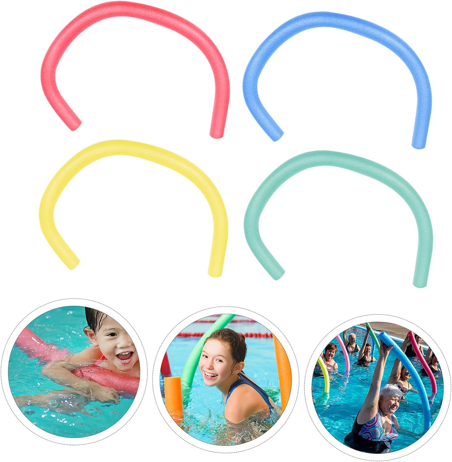 4pcs Pool Noodles Water Noodles for Adults Floating Swimming for Outdoor Fun Safe Portable Rods Red Yellow Blue Green for Pool Games and Swimming Assistance