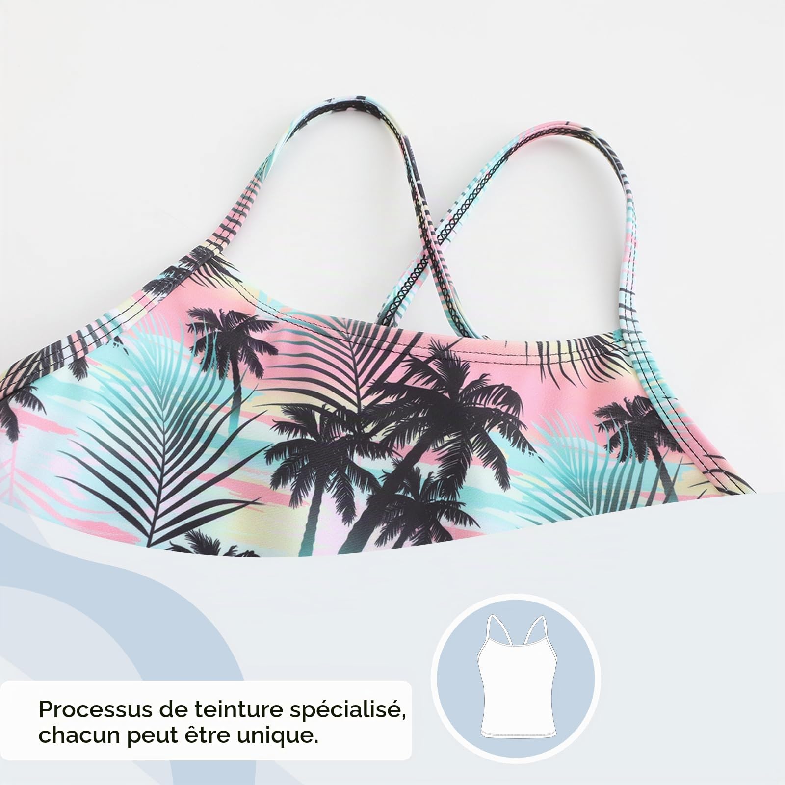 Aisyee Maillot de bain 2 pièces pour fille - Motif floral - Pour fille de 3 à 16 ans
