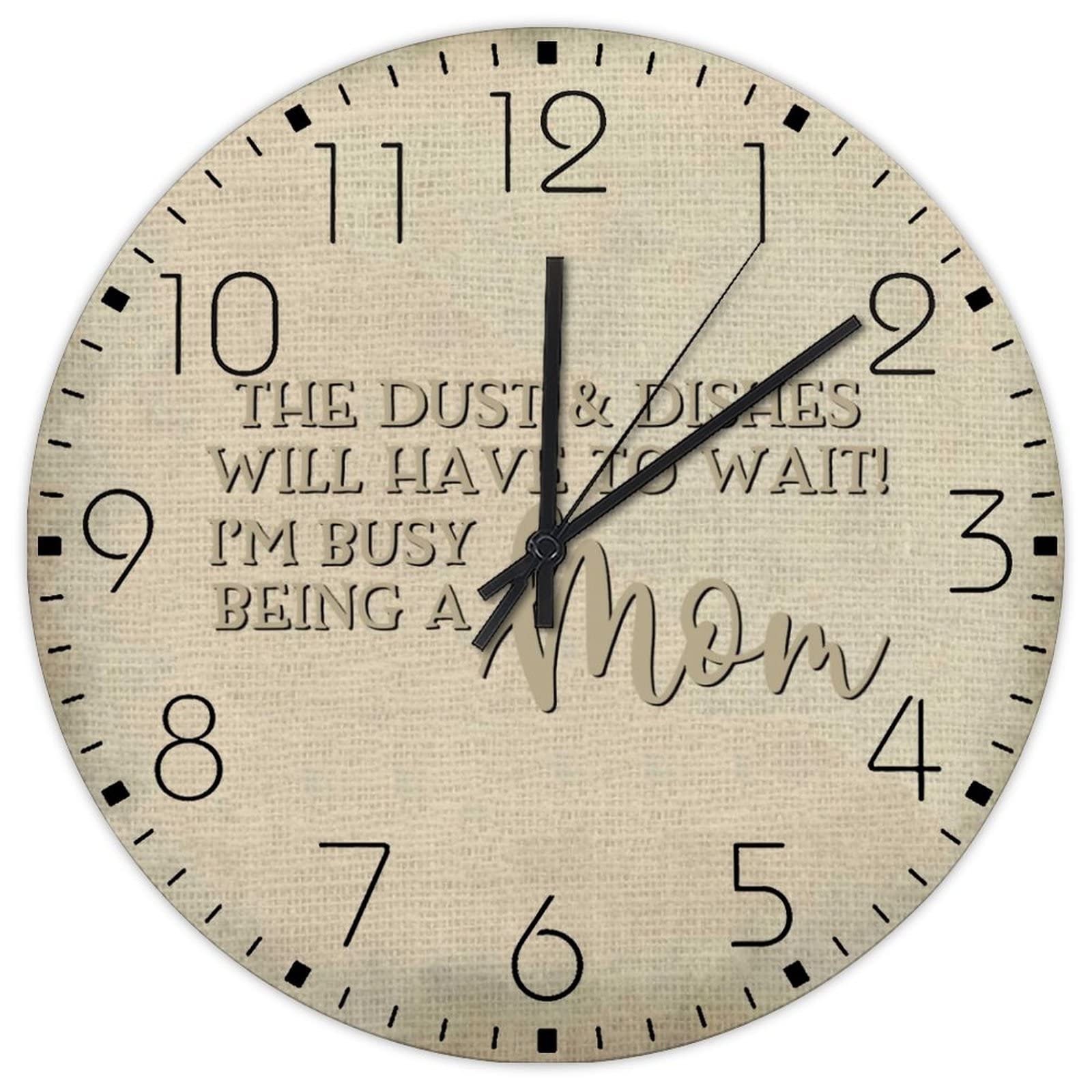 Horloge murale en bois ronde et silencieuse de 30 cm pour la décoration de maison