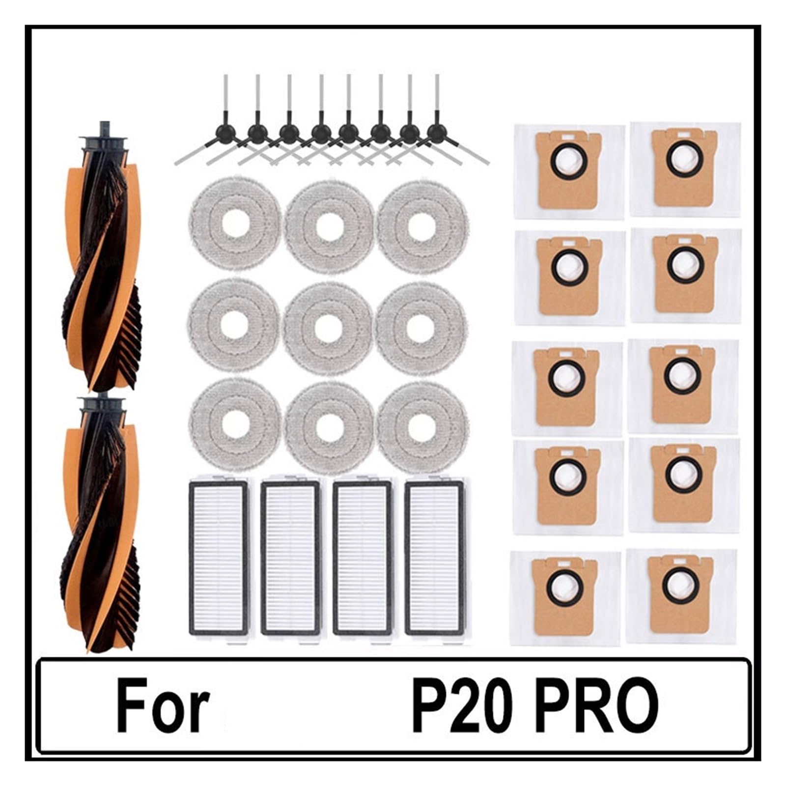 Paño De Fregona for Robot Aspirador, Compatible con Jonr,P20 Pro T5 Pro, Kit De Repuesto De Microfibra con Cepillo Lateral Principal(Set 12)