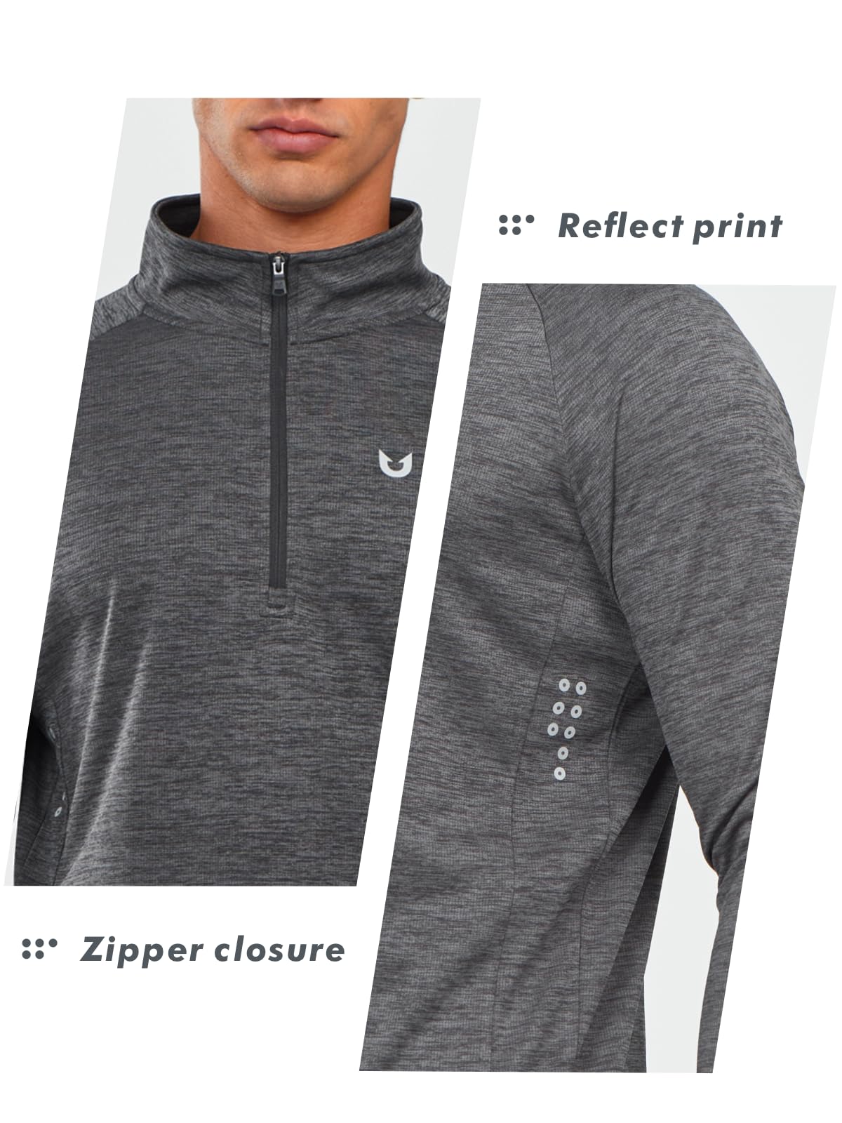 NORTHYARD Camiseta de manga larga con cremallera de un cuarto para hombre, absorbe la humedad, secado rápido, para entrenamiento atlético