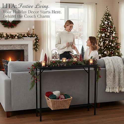 Miniatura 5 de LITA Mesa consola, entrada estrecha de 29.5 pulgadas y mesa de sofá delgada para detrás del sofá, mesa decorativa para pasillo, sala de estar y