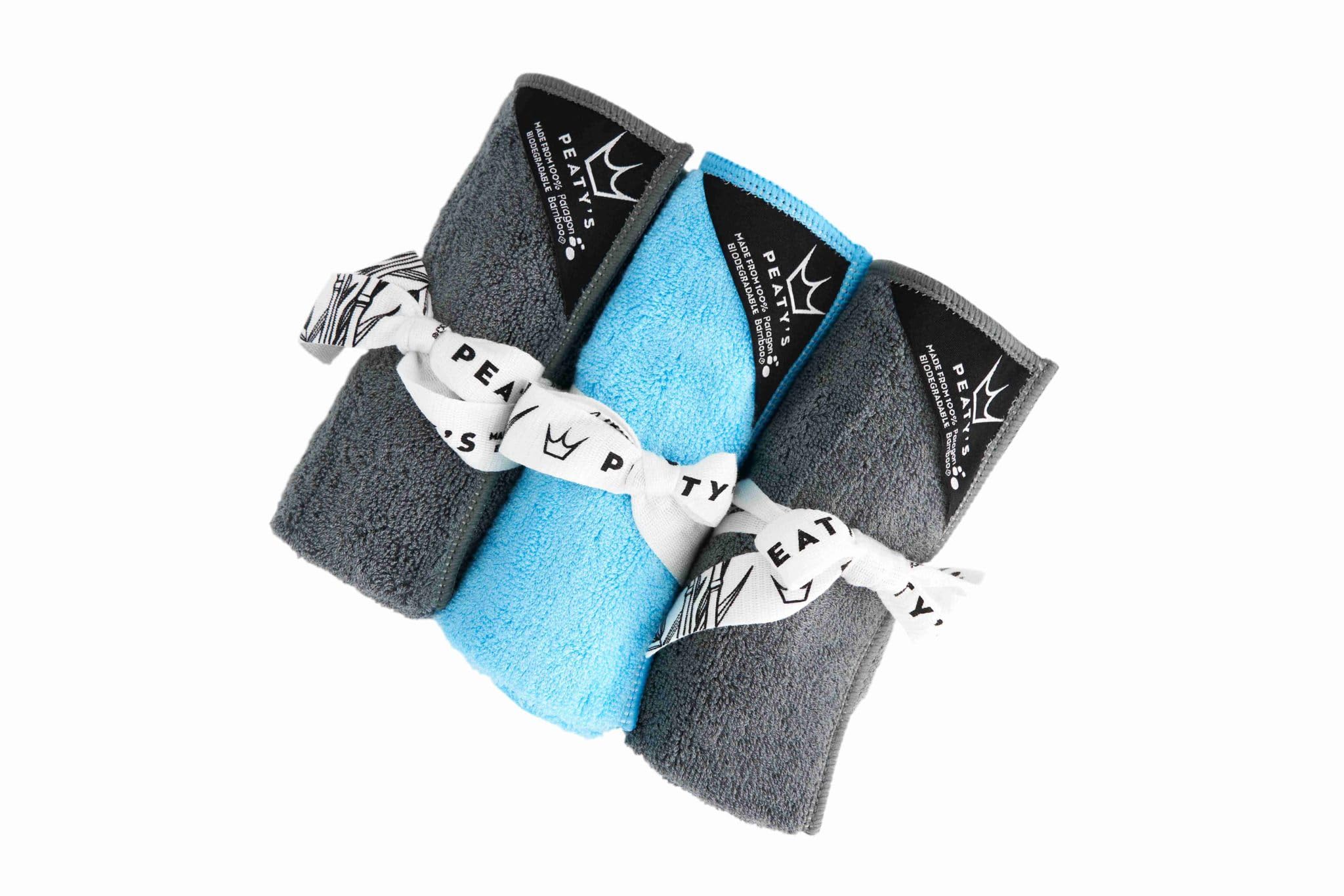 Peaty's 100% Bamboo Bicycle / Bike Cleaning Cloths - 3 Pack (2 Grey, 1 Blue)
