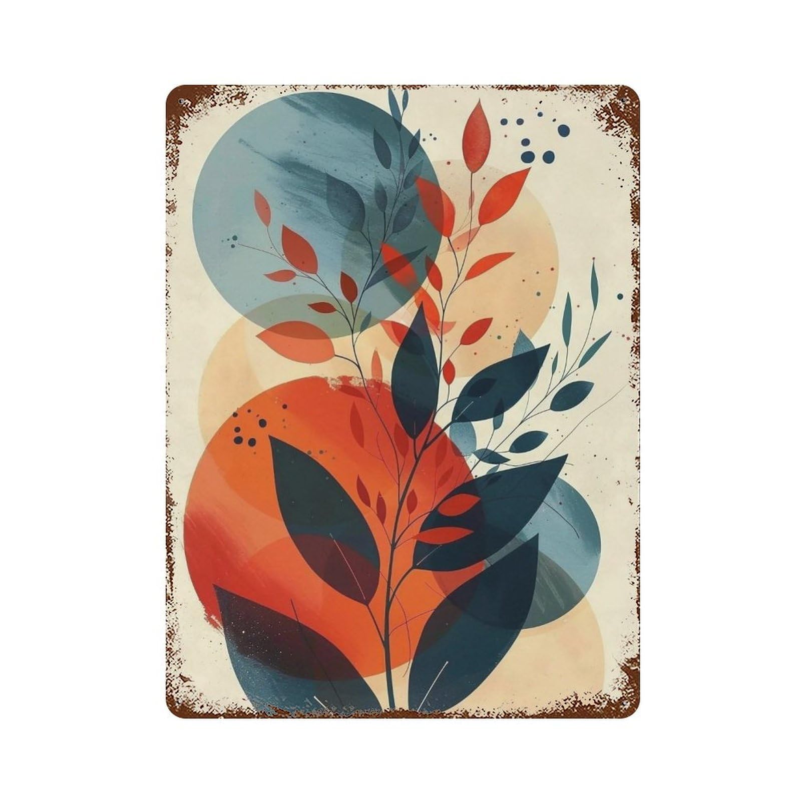WIHYRTUI Minimal Soft Wash Multicircular Botanical Layout 03 Wall Retro Iron Metal Tin Sign Vintage Art Poster Modern Home Cofffee Club Art Bar Shop Decor Style 40x30cm