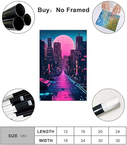 Miniatura 2 de Neon Vaporwave Aesthetic Poster  80s Retro Futuristic Wall Art for Bedroom Poster Print Decorative Painting Canvas Wall Art Living Room Posters