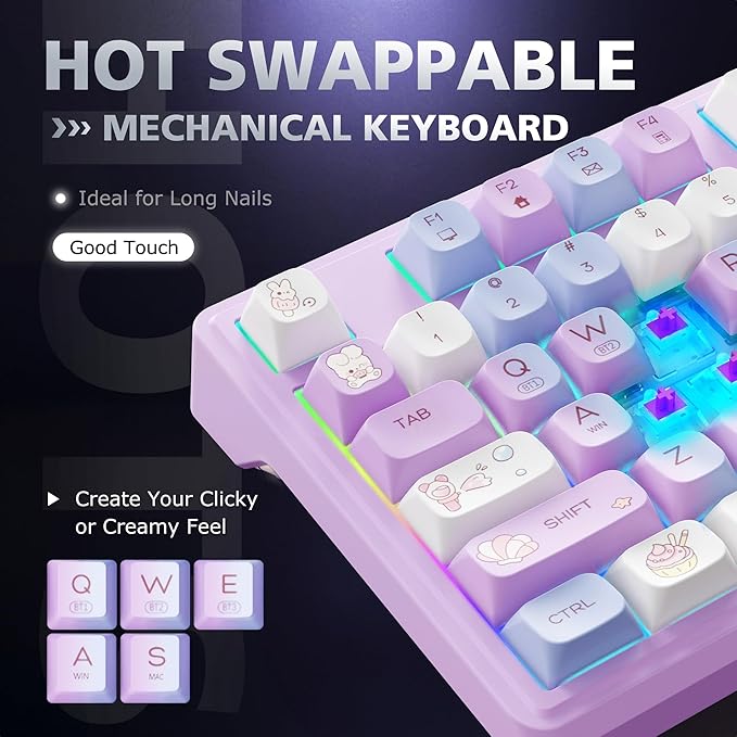 Teclado Mecánico F98-XRQK Inalámbrico RGB Bluetooth USB-C miniatura 3