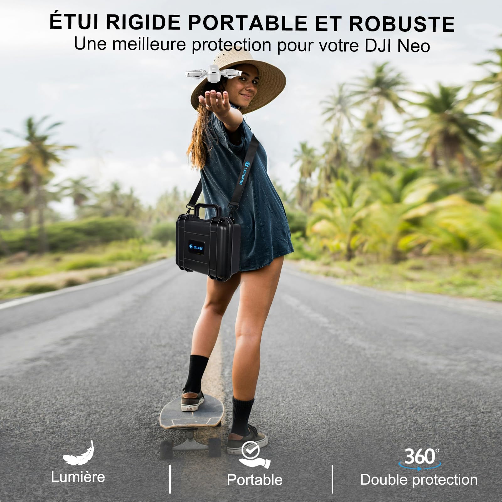LEKUFEE Boîte Rigide étanche et Portable pour Drone DJI Neo 1, Bundle Fly More DJI Neo 1, télécommandes RC-N3, RC-N2 et Accessoires (étui Seulement)