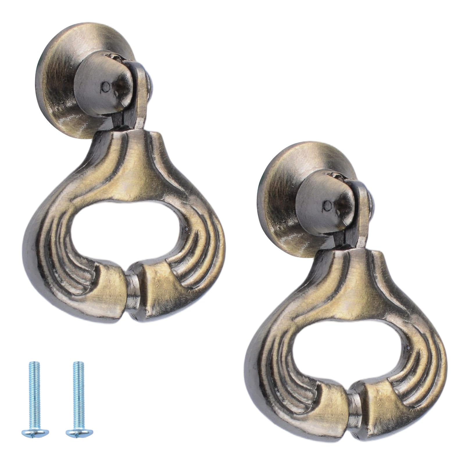 MOROBOR 2PCS Retro Pendant Pulls, Single Hole Handle with Mounting Screws Decorative Vintage Pulls for Cabinet Drawer Closet Dresser Furniture — image 1