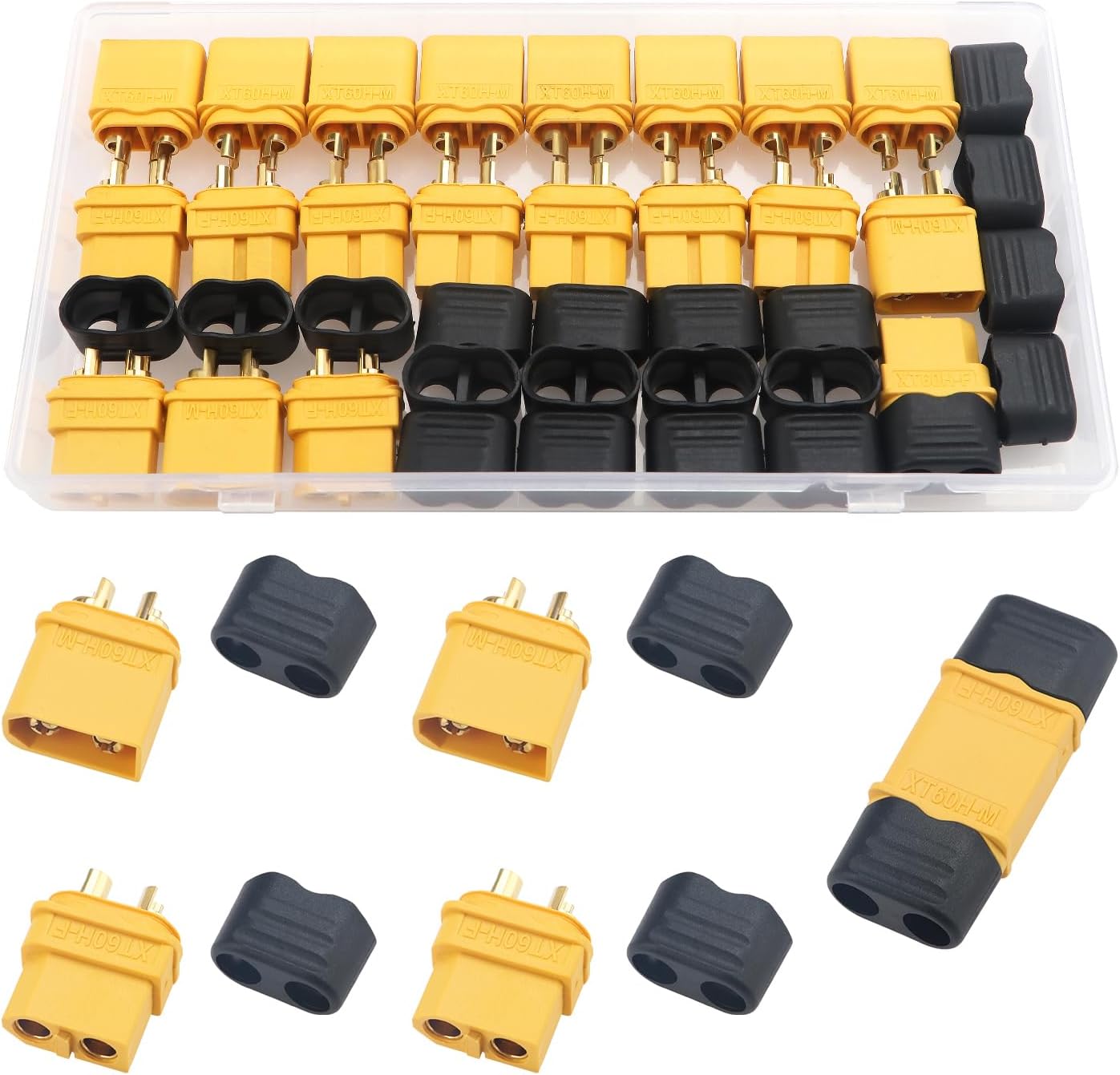YIXISI 10 Pairs XT60 XT60H Connectors, XT60H Male Female Bullet Connectors Power Plugs with Sheath, for RC Lipo Battery RC Model