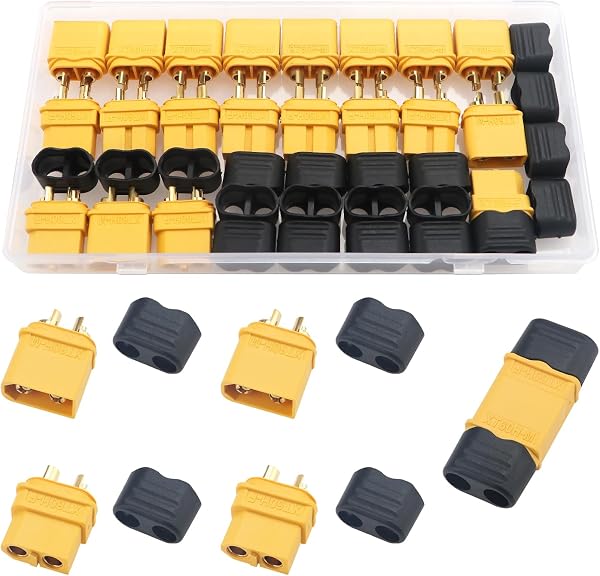 YIXISI 10 Pares XT60 XT60H Conectores de Batería, XT60H Conectores Macho Hembra, XT60H Conectores de Bala Macho Hembra, con Sheath, para Batería RC Lipo - 1