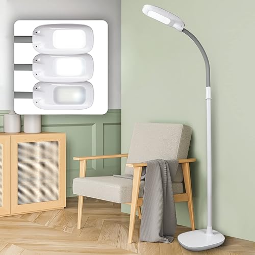 OttLite LED Floor Lamp with ClearSun LED Technology - Adjustable Height, Touch Controls & 3 Brightness Settings, Natural Lighting - Floor Lamp for Living Room, Bedroom, Crafting, Dorms & Reading