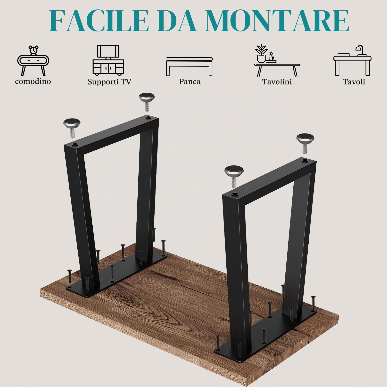 Gambe per Mobili a Forma di T in Metallo,40x30x7cm,2 Pezzi,Nero | Piedi per Tavolo con Fori Preforati,Gambe per Scrivania con Cuscinetto Regolabile,Antiscivolante Silenziosa Gamba da Sgabello