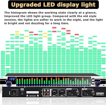 31-Band Stereo Graphic Equalizer – Digital Audio EQ with LED Spectrum Display, 10 Preset Effects, DSP Processing Chip & Automatic Noise Reduction for Recording Studio
