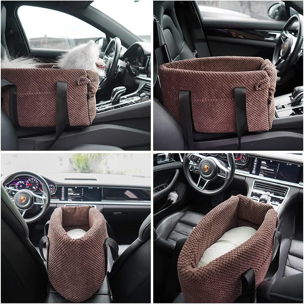 Falalahi Dog Console Car Seat, Dog Cat Booster Seat On Car Armrest, Travel Car Carrier Bed for Cat and Small Dog, Suitable for A Flip-top Armrest Box, Pets Under 8 Lbs : Pet Supplies