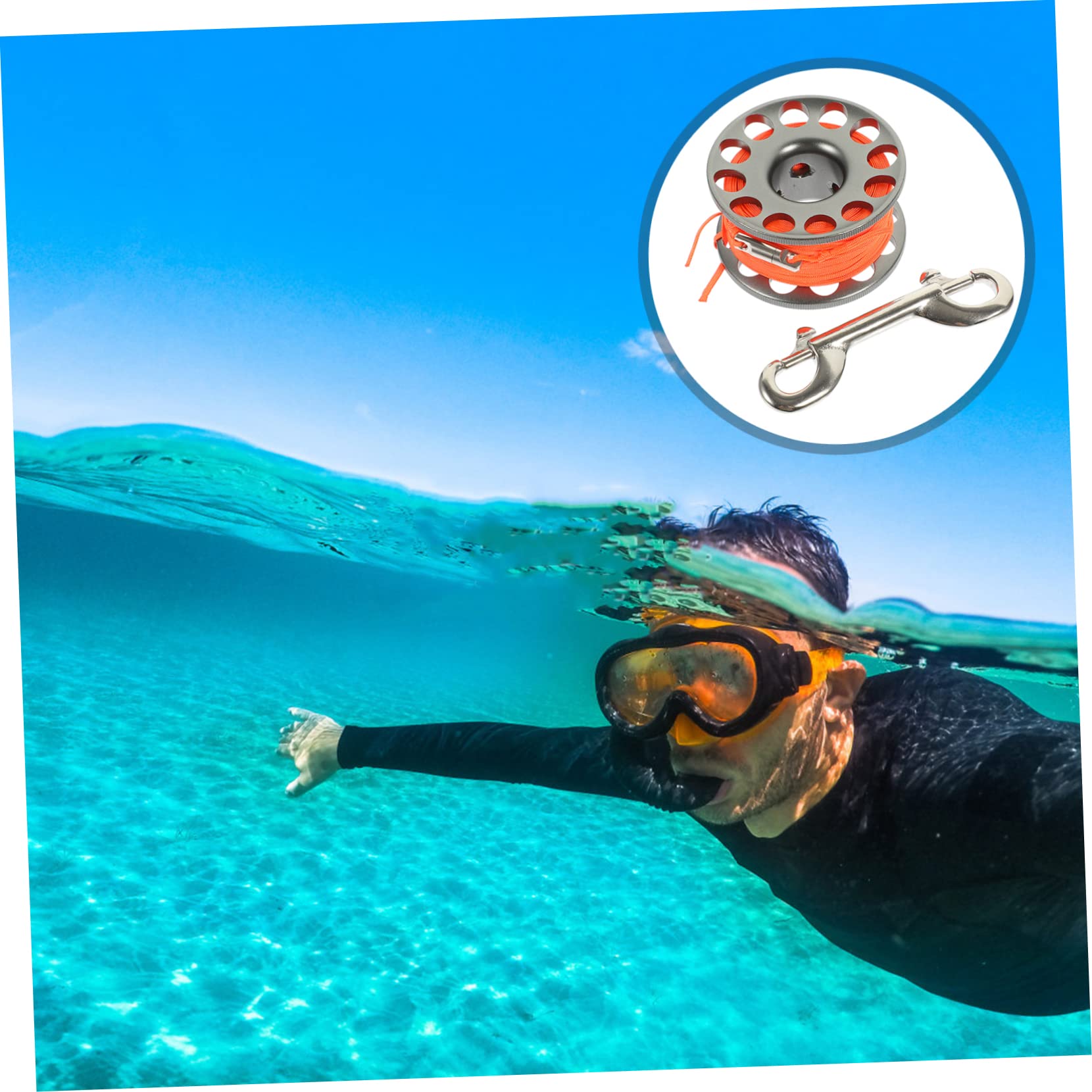 ifundom 1 Roll Diving Spool Reel with Snap Clip Scuba Diving Accessory for Secure Line Management Lightweight and Durable for Snorkeling and Underwater Exploration