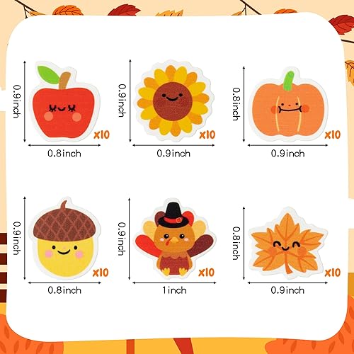 Miniatura 2 de Yopyame 60 piezas de borrador de otoño para niños, surtido de hojas de arce y calabaza, borrador lindo de rompecabezas, escritorio, mascotas,