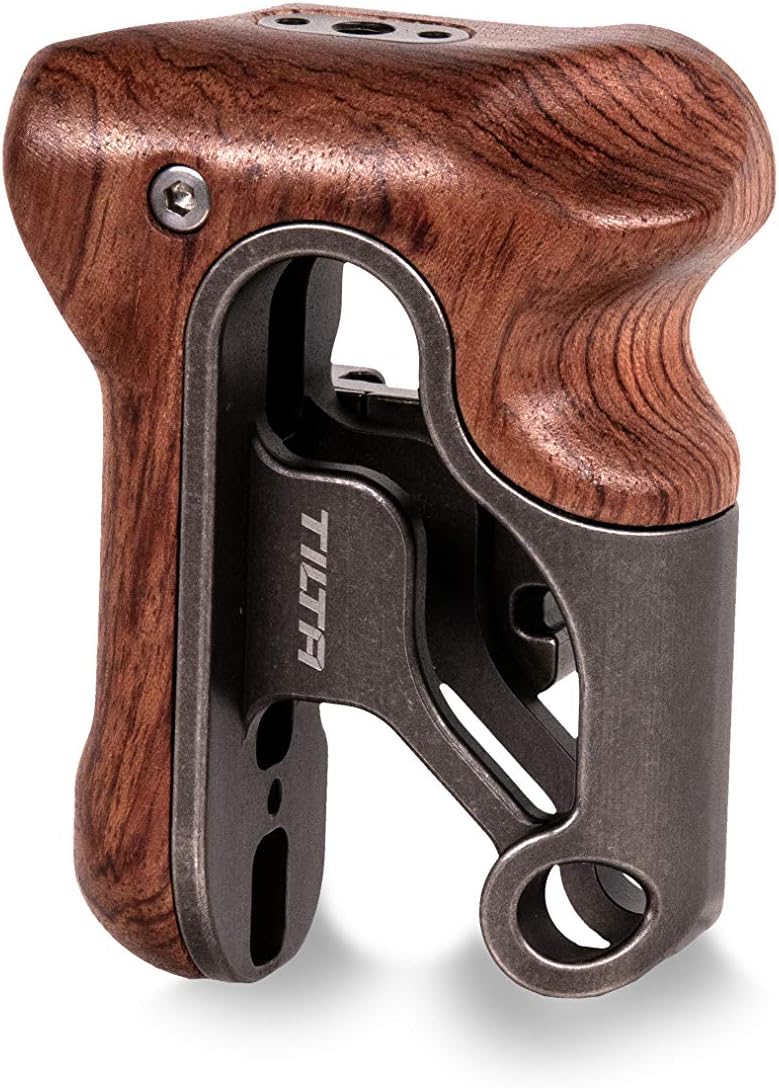 Tilta Right Side Wooden Handle (Type IV)-Tactical Gray, Compact NATO Rail Connection, 1/4"-20 Thread, Hand-Carved Wood & CNC Aluminum ñ Closer to Camera for Tight Builds