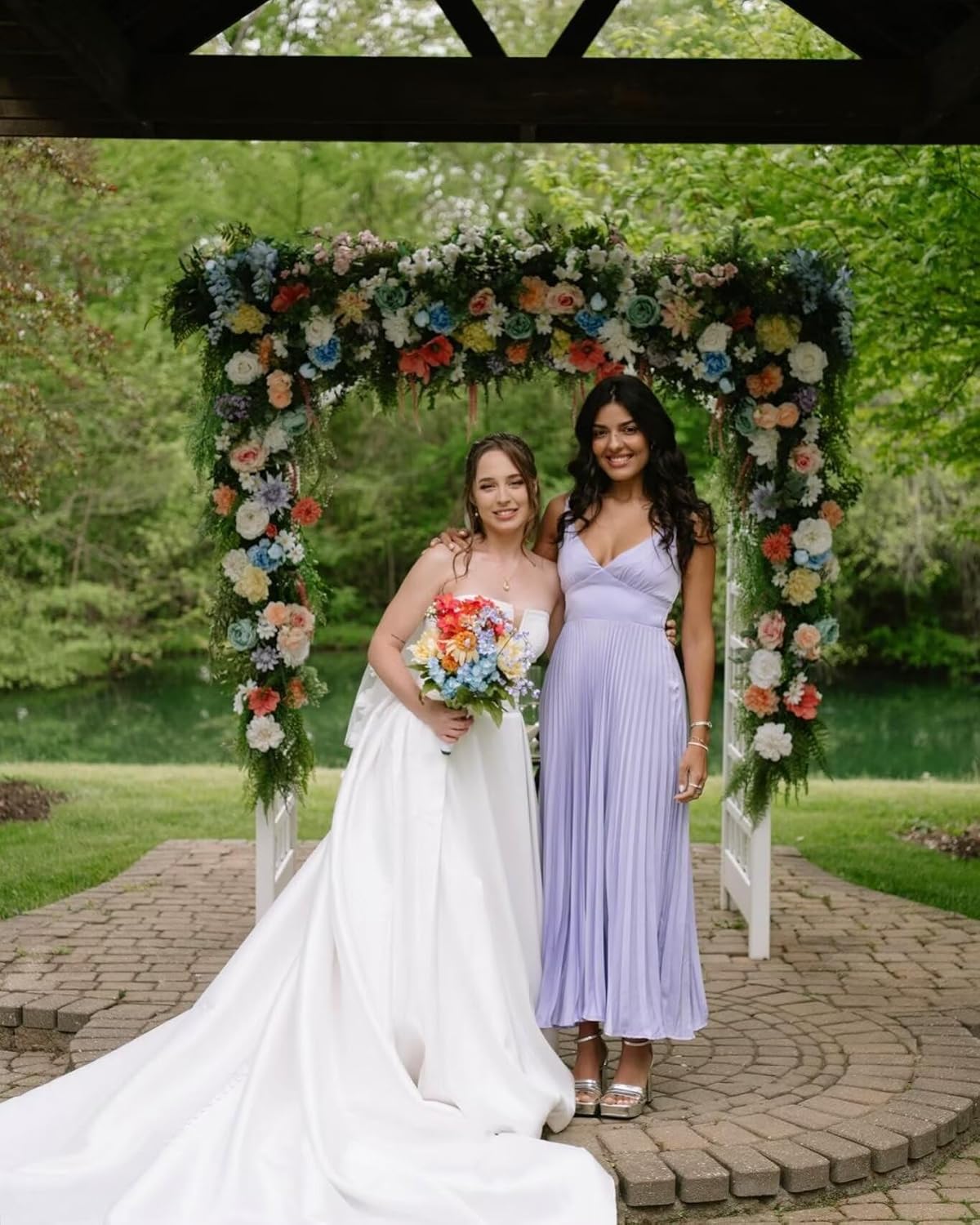 Pleated Satin Wedding Guest Dress 2025 V Neck Backless Formal Midi Bridesmaid Dresses for Women - Image 5