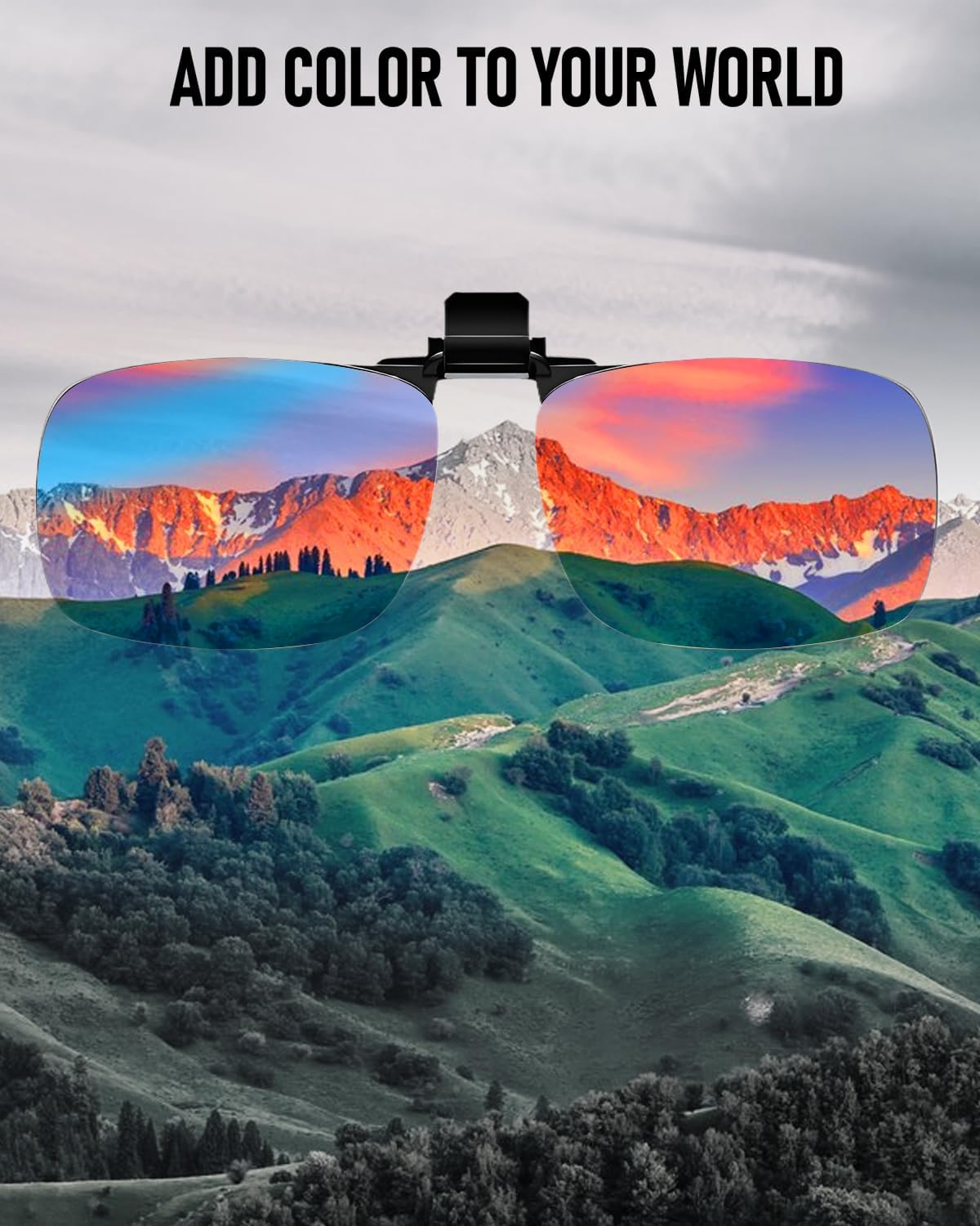 Clip-on Flip Up Color Blind Glasses for Men, Color Correcting & Enhancing Glasses Outdoor Use for Deutan and Protan Colour Blindness