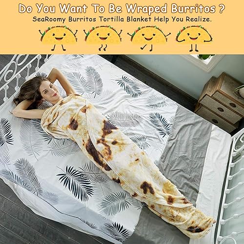 Miniatura 2 de SeaRoomy Manta de burritos, manta suave redonda gigante para adultos y niños (marrón caramelo, 60 pulgadas, tamaño doble, adulto)