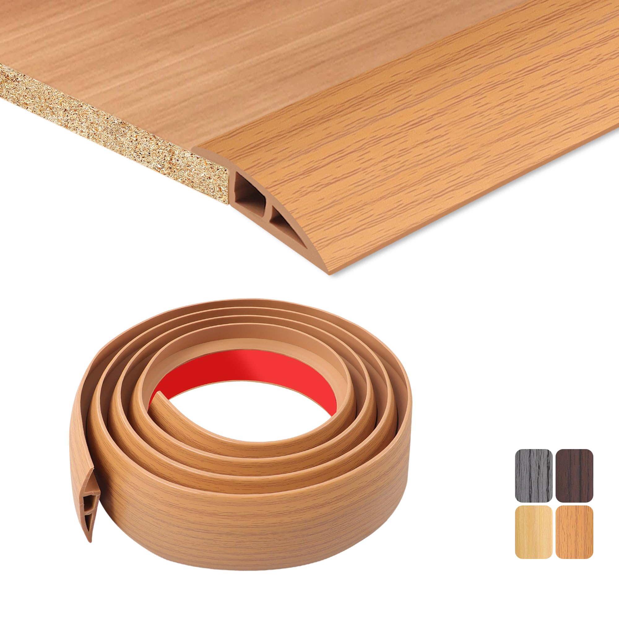 TECDW 200X7cm Transition Strip Self-Adhesive, Flexible Threshold Strip Non-Slip，PVC Door Threshold Strip for Covering Doorways Tile Carpet to Tile (Yellow Wood Grain）