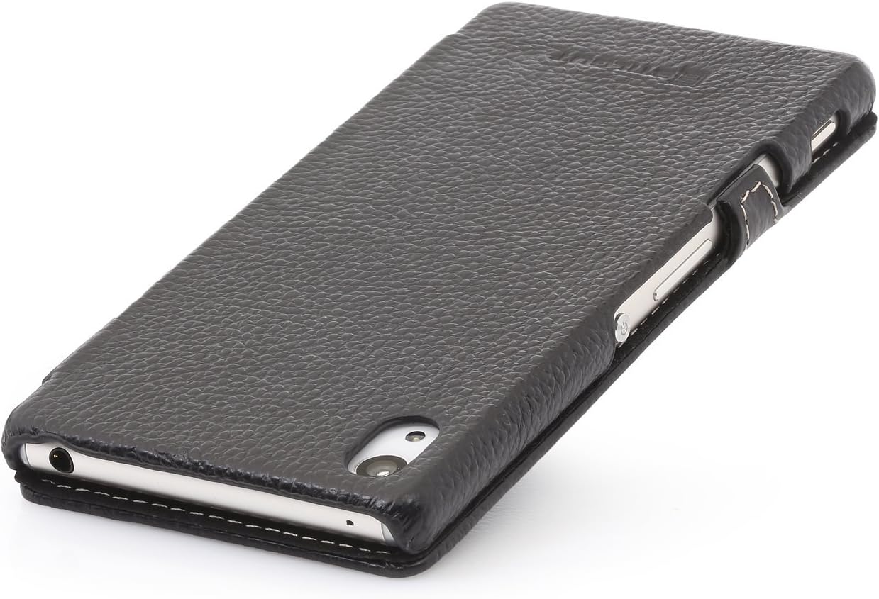 StilGut Book Type with Clip, Genuine Leather Case, Cover for Sony Xperia Z3+ (Z3 Plus), Black, Black - with Clip - Image 5