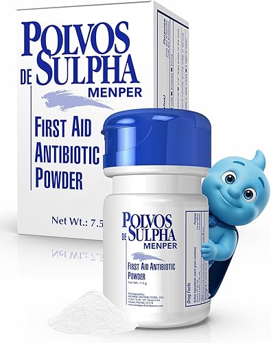 Menper Polvos de Sulpha 7.5 g, Antibiótico para primeros auxilios, 0.26 Oz