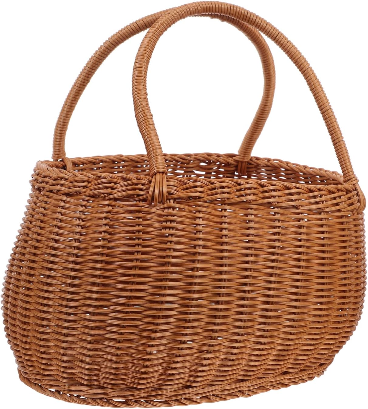 Handheld Imitation Rattan Woven Basket for Multi-functional Storage Chic Picnic Container Comfortable Handle for Fruit and Daily Use