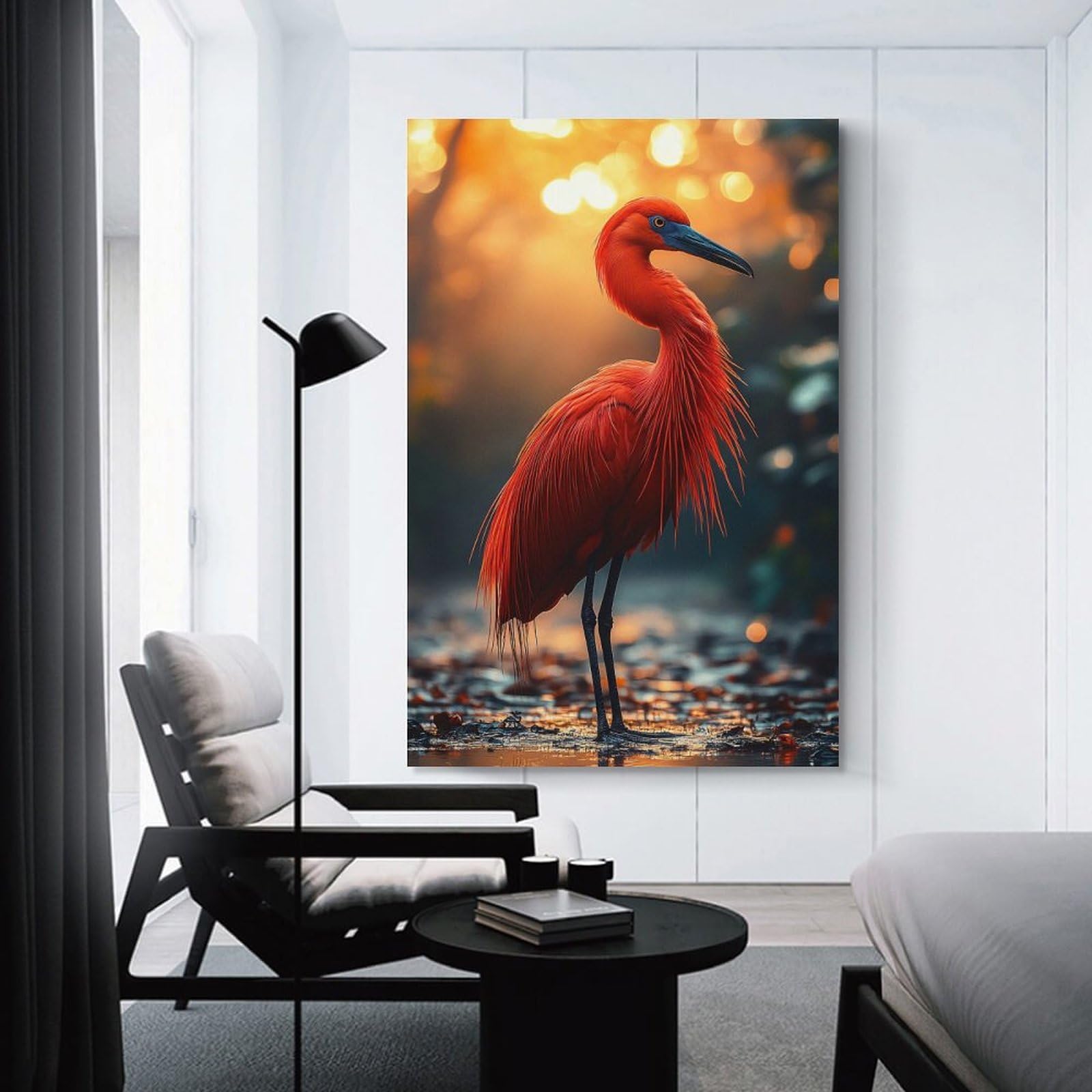 Junmoney Unframe-Style-7 Canvas Wall Art Scarlet Ibis In Natural Habitat, 20X30inch(50X75cm), For Bedroom, Lounge Or Dressing Area, Canvas Wall Decor For Personal Spaces