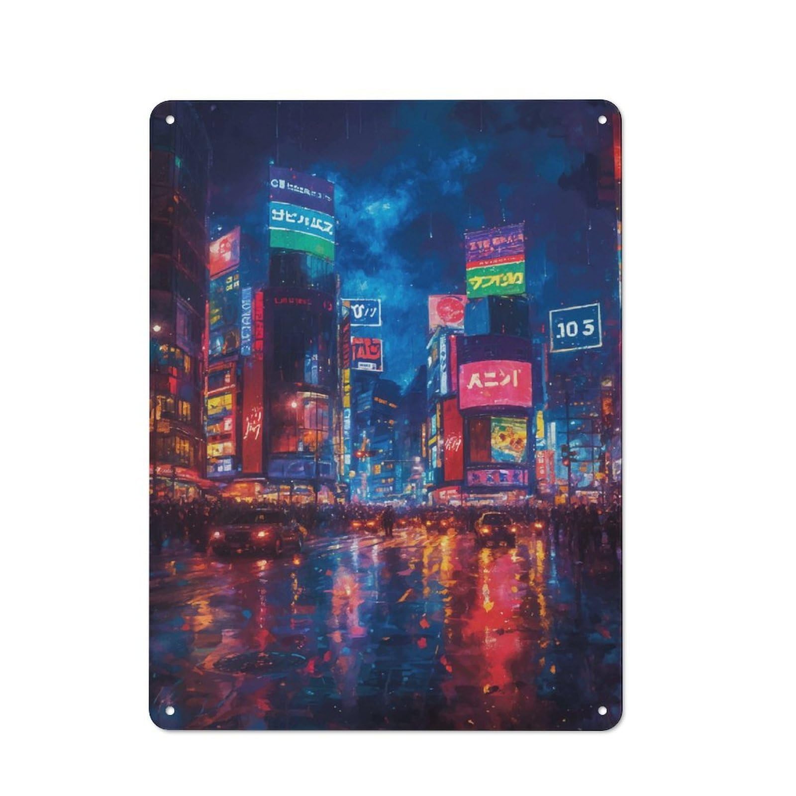 Junmoney Tokyo City Japan Landscape Modern Vintage Metal Wall Decor 40X30cm, Office Metal Sign For Office, Study, Studio Or Hallway