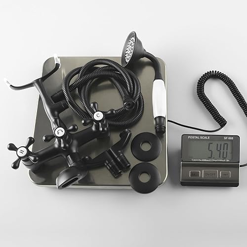 Miniatura 8 de Grifo de bañera para teléfono con pulverizador, para montaje en pared, ducha de mano, 3 manijas cruzadas, relleno de bañera antiguo, centro