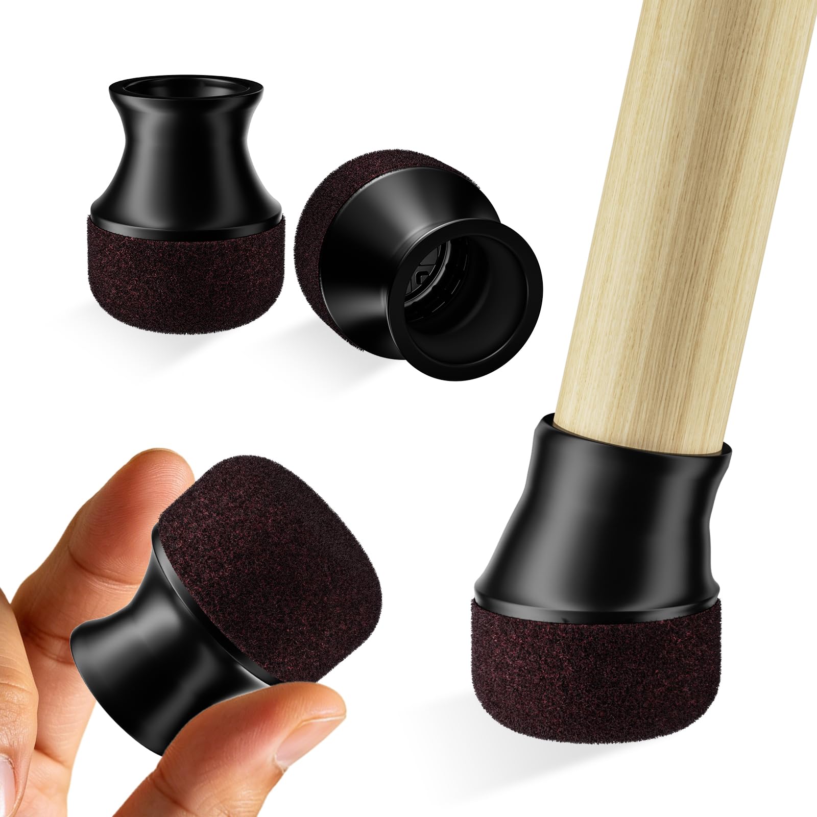 RCHYFEED 24PCS Silicone Chair Leg Floor Protectors 0.6 inch, Black Furniture Leg Caps Cups Felt thickened to 12 mm, Protecting Hardwood Floors from Scratches, Furniture Sliders Table Leg Cover — image 1