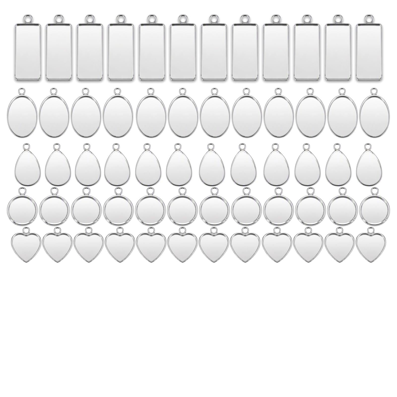 Rovelin 60 Pcs Pendant Trays Kit for Resin Jewellery Making Supplies Bezels