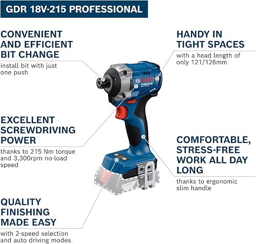 Bosch Professional 18V System Tournevis à percussion sans fil GDR 18V-215 (sans batterie/chargeur) - 7
