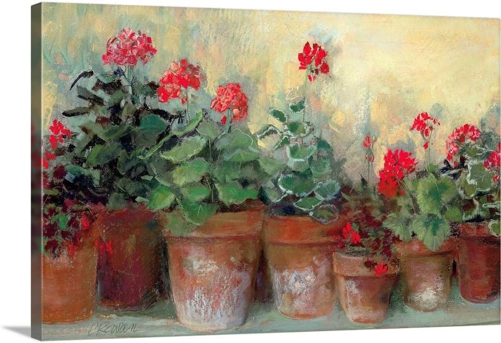 CANVAS ON DEMAND Kathleen's Geraniums Canvas Wall Art Print by Carol Rowan, Impressionism, Traditional, Home Decor, Floral, Flowers, Artwork,18" x12in