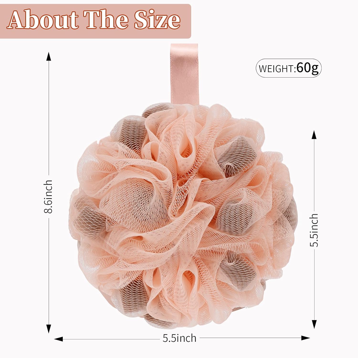 BCKENEY Bath Loofah Shower Sponge Body Back Scrubber Soft Mesh Shower Puffs Exfoliating Loofa for Women & Men Bath Accessories Cleaning Tool (4Pcs 60G Shower Puffs, Luxury) image 2