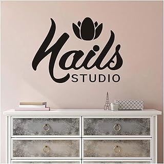 Calcomanía de vinilo para pared, para estudio, manicura, pedicura, salón, removible, calcomanía de vinilo de PVC, AZ012 (H604 amarillo, 42 x 30 cm)