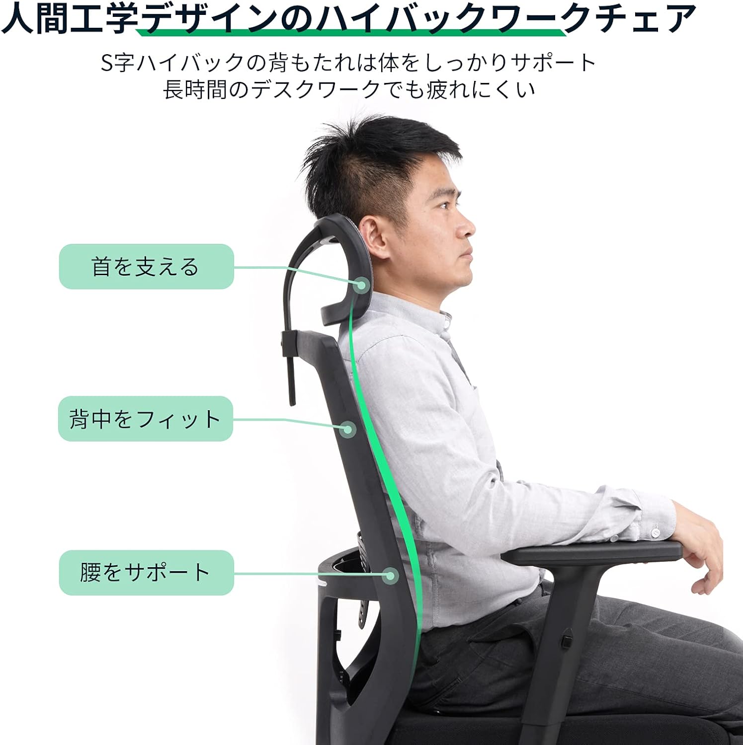 Amazon Co Jp Uttu オフィスチェア Pcチェア ワークチェア メッシュ 人間工学 ハイバック 可動なヘッドレスト 肘付き シンクロロッキング 135度無段階リクライニング デスクチェア テレワーク 椅子 チェア 事務用 おしゃれ グレー 360度回転 組立簡単 文房具 オフィス用品