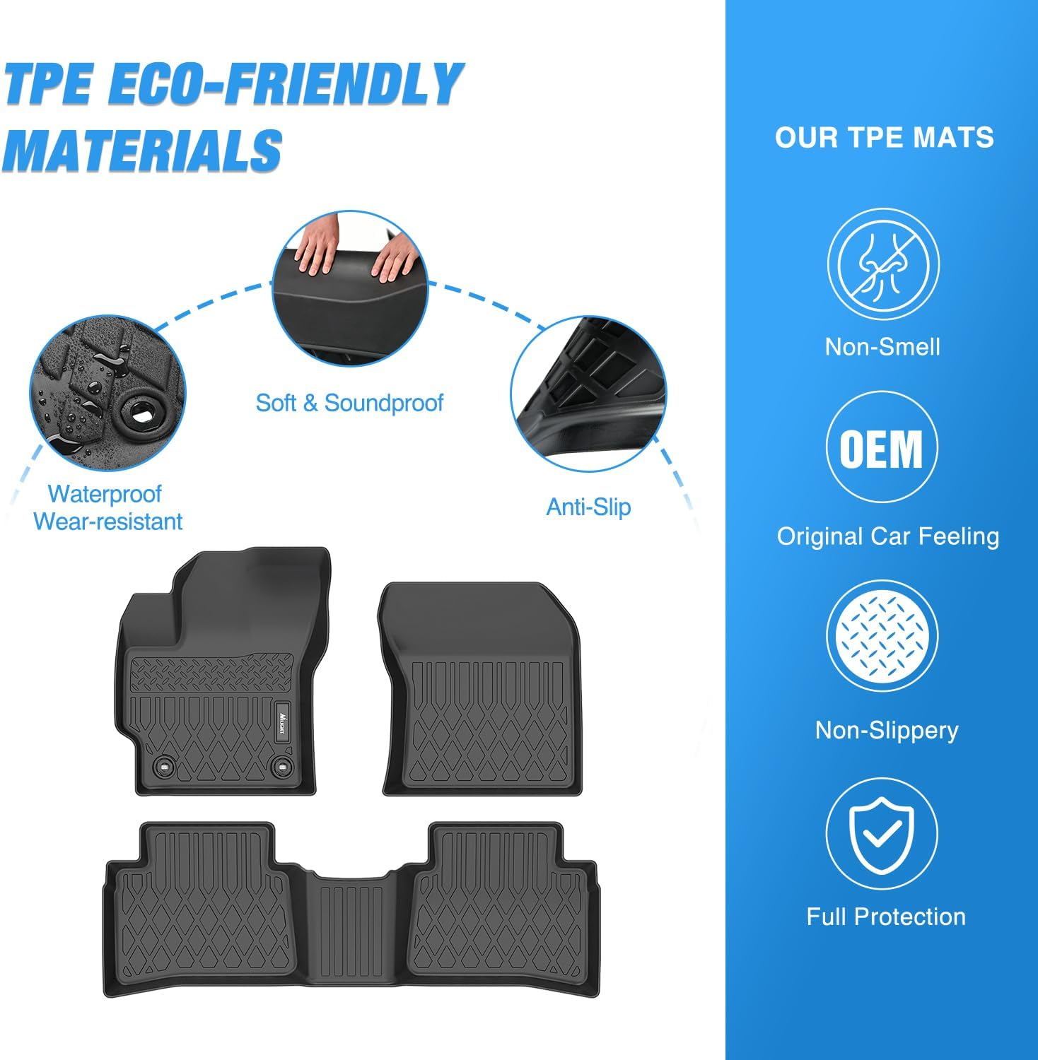 Nilight TPE Floor Mats for Toyota Corolla (Including Hybrid) 2020 2021 2022 2023 2024 2025 2026 All Weather Custom Fit Heavy Duty Floor Liners - Image 3