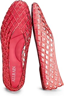 ALLRAIN Jelly Ballet Flats for Women Cute Mesh Comfortable Jellies Shoes Slip On Cushioned Insole Flat Sandals