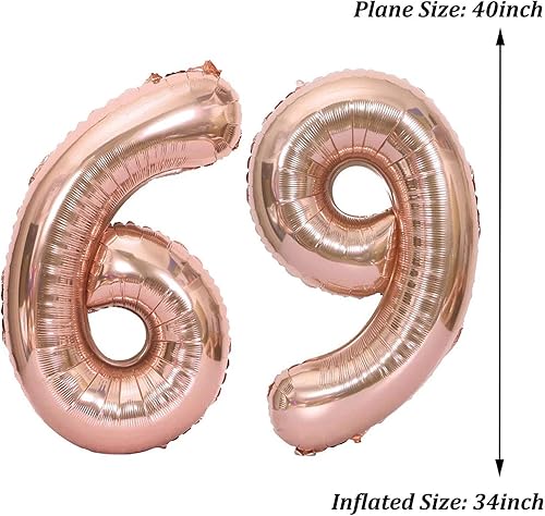 Miniatura 2 de Globos grandes de 40 pulgadas con el número 69, globos de helio de aluminio gigantes para bodas, fiestas de cumpleaños, festivales, suministros de
