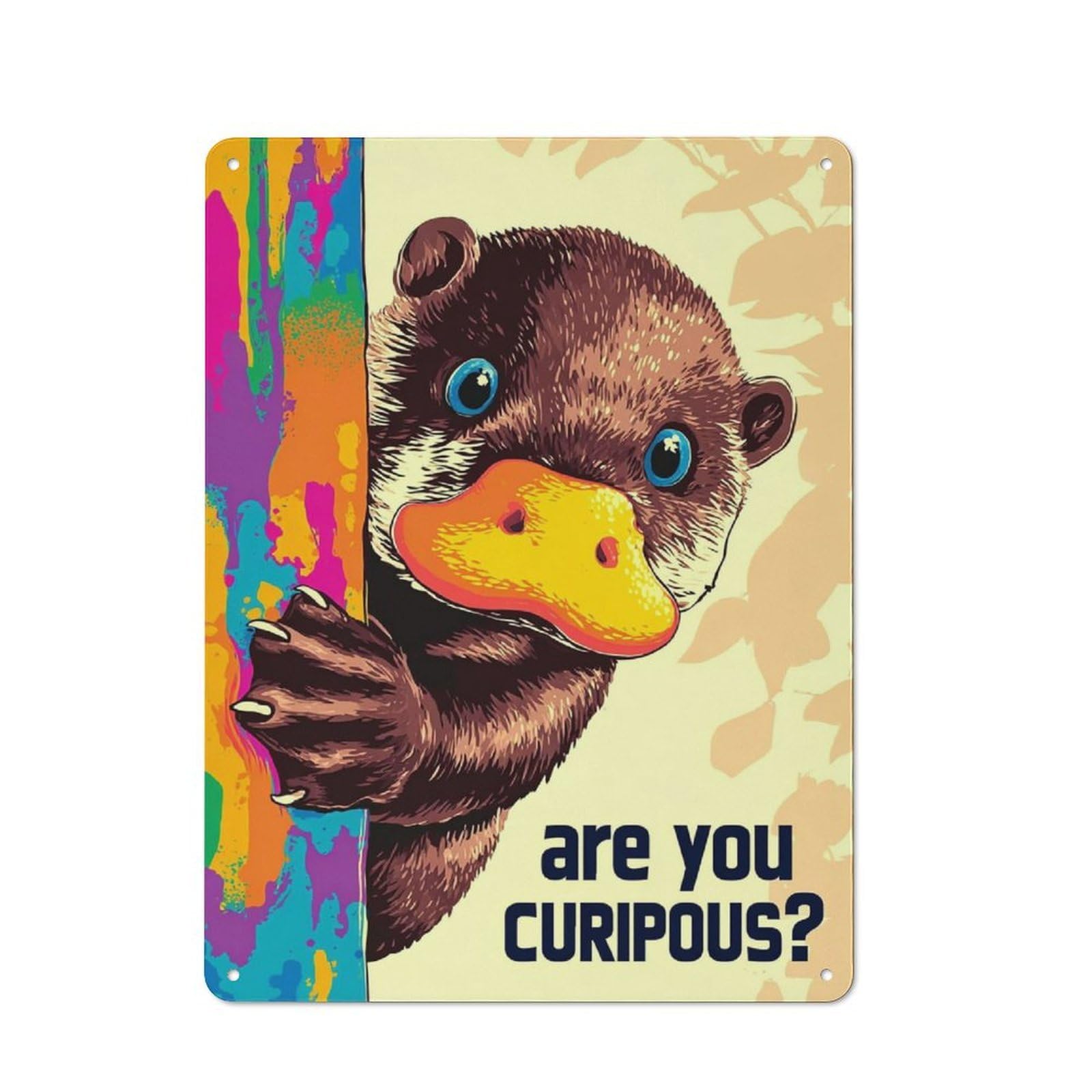 Junmoney Curious Creature Poster Modern Retro Metal Wall Decor 40X30cm, Metal Wall Sign For Loft, Studio, Office Or Creative Room