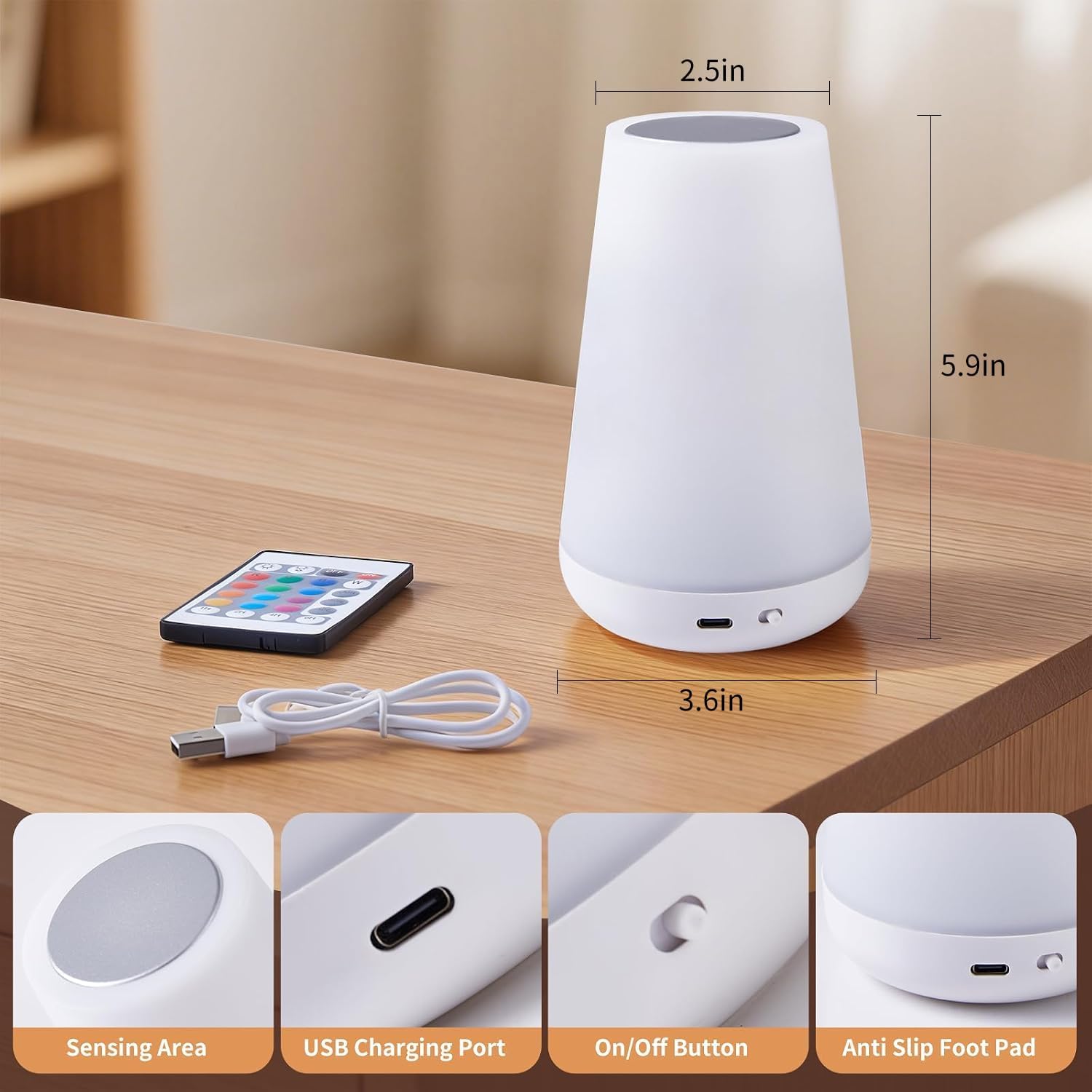 Rechargeable LED Table Lamp, Touch Bedside Night Light thumbnail