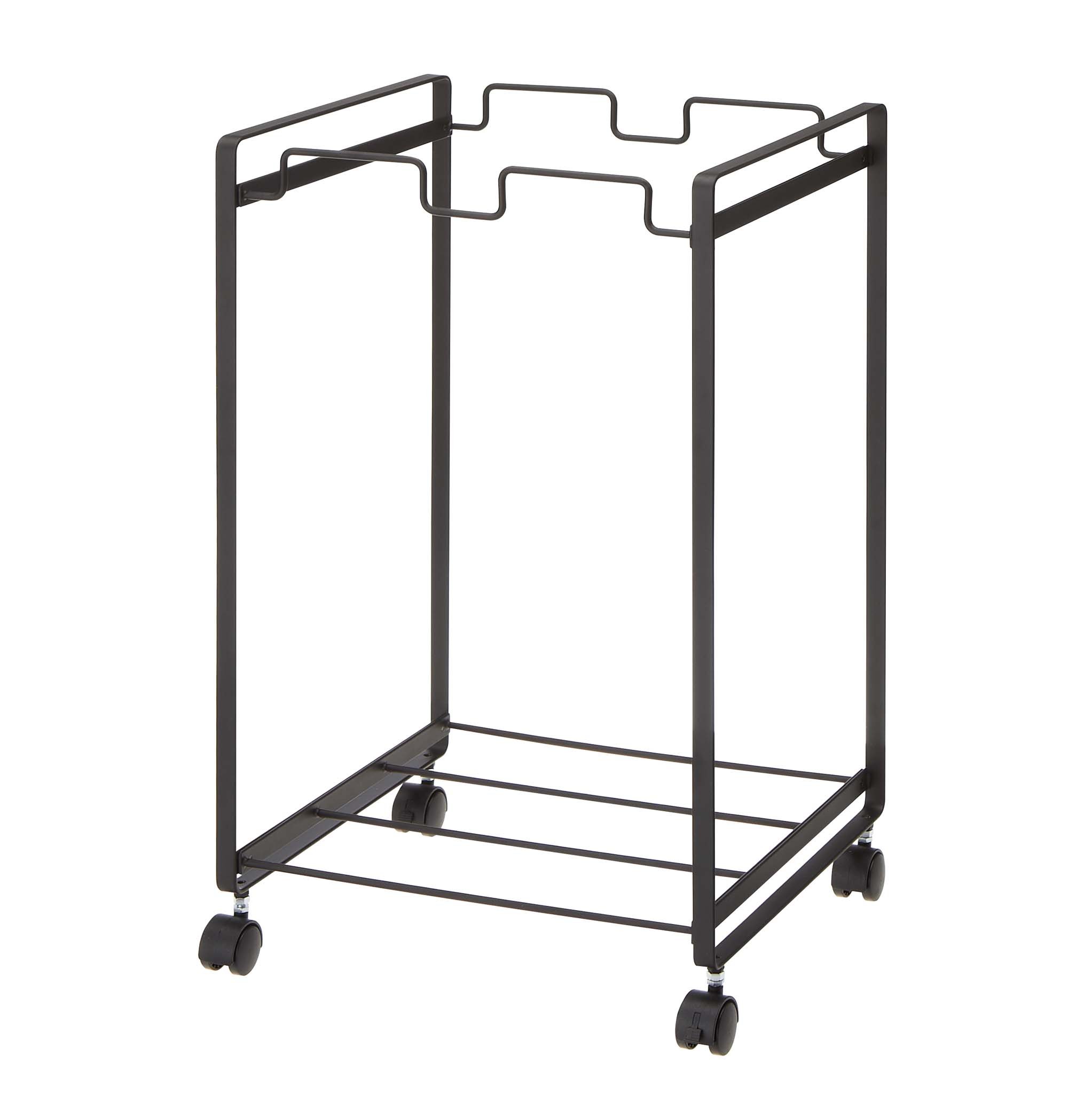 Amazon.co.jp: 山崎実業 分別ダストワゴン 2分別 ブラック 約W34.5×D30