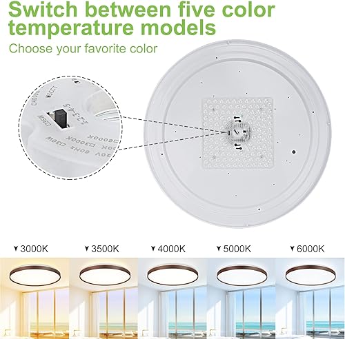 Miniatura 3 de DLLT - Lámpara de techo LED moderna de montaje empotrado de 45 W, 23 pulgadas, redonda, delgada, cerca del techo, lámpara de perfil bajo de grano de