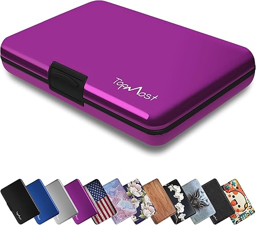 TopMost Cartera de aluminio, cartera para tarjetas, tarjetero de metal RFID para hombres y mujeres, 6 ranuras de algodón para 12 tarjetas y