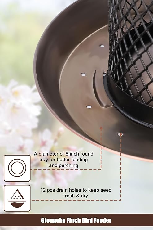Gtongoko Bird Feeders for Outdoors, All Metal Mesh Tube Bird Feeder Copper