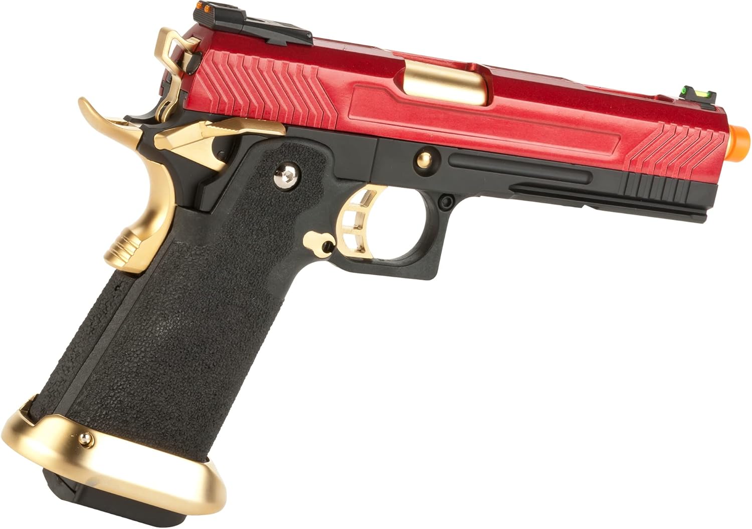 Evike Airsoft - AW Custom Hi-Capa Competition Grade Gas Blowback Airsoft Pistol (Color: Red/Gold)