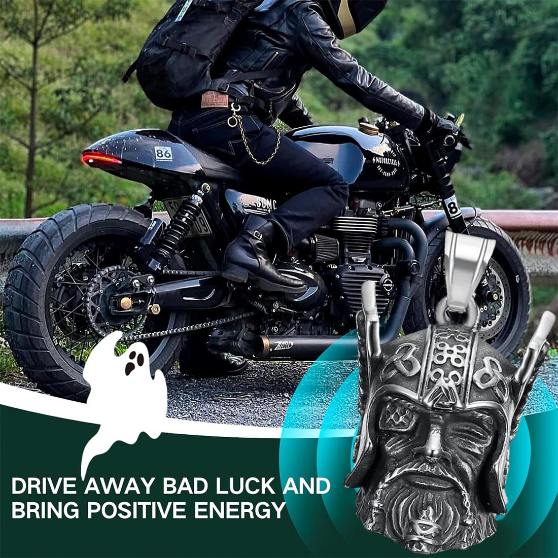 Clochette Protectrice Moto Guardian Ride Bell, Clochette Moto Guerrier Viking Mythologie Nordique Noeud Celtique Accessoire pour Moto pour la Protection des Motards